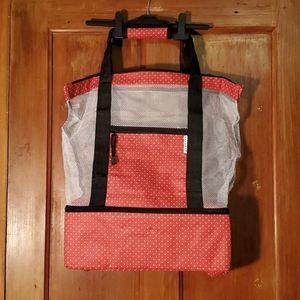 NEW Rotanet Red Polka Dotted Mesh Beach Bag